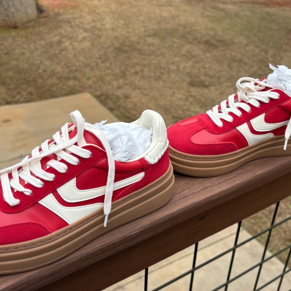 Steve Madden Red and White Sneakers